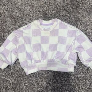 Grayson Mini Purple White Checkered Crewneck Sweatshirt Size 12-18 months